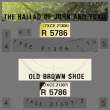 1982 12 07 THE BEATLES SINGLES COLLECTION - BSCP1 - R 5786 - B - THE BALLAD OF JOHN AND YOKO / OLD BROWN SHOE - pic 1