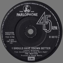 1982 12 07 THE BEATLES SINGLES COLLECTION - BSCP1 - R 6013 - B - YESTERDAY ⁄ I SHOULD HAVE KNOWN BETTER - pic 1