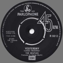 1982 12 07 THE BEATLES SINGLES COLLECTION - BSCP1 - R 6013 - A - YESTERDAY / I SHOULD HAVE KNOWN BETTER - pic 1