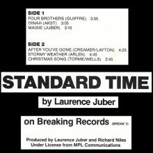 1982 00 00 LAURENCE JUBER - STANDARD TIME - MAISIE -  BREAKING RECORDS - BREAK 1 - USA - SIGNED - pic 7