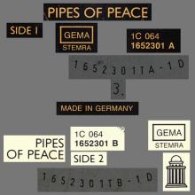 1983 10 17 PAUL McCARTNEY - PIPES OF PEACE - 1C 064-1652301 - 5 0999916 523012 - GERMANY ⁄ HOLLAND - pic 1