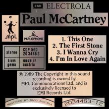 1989 07 17 THIS ONE - PAUL McCARTNEY DISCOGRAPHY - CDP 560 20 34463 - 5 099920 344634 - AUSTRIA - 3 INCH CD - pic 1