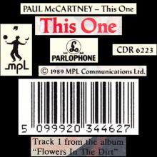 1989 07 17 THIS ONE - PAUL McCARTNEY DISCOGRAPHY - CDR 6223 - 5 099920 344627 - UK - pic 1