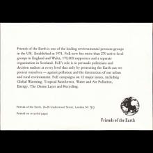 1989 PAUL McCARTNEY  PHOTO - POSTCARD UK - FLYER FRIENDS OF THE EARTH - 15X10 - pic 1