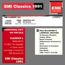 UK 1991 10 07 - PAUL McCARTNEY S LIVERPOOL ORATORIO - EMI CLASSICS 1991 - CLASSICS 1 - CARL DAVIS - PROMO - pic 1