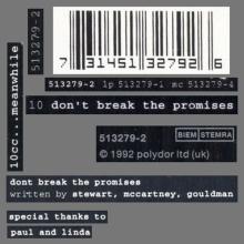 1992 01 01 UK⁄GER 10cc...Meanwhile - Don't Break The Promises ⁄ 513279-2 ⁄ 7 31451 32792 6  - pic 1