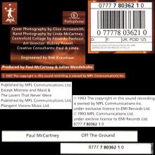 1993 02 02 PAUL McCARTNEY - OFF THE GROUND - PCSD 125 - 0 77778 03621 0 - UK - pic 1