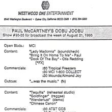 1995 08 26 - PAUL McCARTNEY RADIO SHOW - WESTWOOD ONE - OOBU JOOBU - SHOW 95-35 - 95-36 A-B - pic 3
