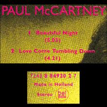 1997 12 15 BEAUTIFUL NIGHT - PAUL McCARTNEY DISCOGRAPHY - HOLLAND - 7 24388 49202 7 - pic 1