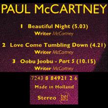 1997 12 15 BEAUTIFUL NIGHT - PAUL McCARTNEY DISCOGRAPHY - HOLLAND - 7 24388 49212 6 - pic 4