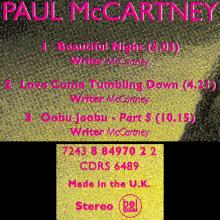 1997 12 15 BEAUTIFUL NIGHT - PAUL McCARTNEY DISCOGRAPHY - UK - 7 24388 49702 2 - CDRS 6489 - pic 1