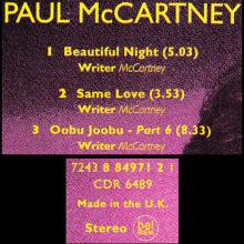 1997 12 15 BEAUTIFUL NIGHT - PAUL McCARTNEY DISCOGRAPHY - UK - 7 24388 49712 1 - CDR 6489 - pic 4