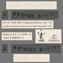 1998 10 26 LINDA McCARTNEY - WIDE PRAIRIE -7 24349 79101 5 - EU - pic 1