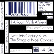 1999 11 16 UK⁄EU Twentieth Century Blues-The Songs Of Noel Coward - A Room With A View ⁄ 494 6312 - 7 24349 46312 7 - pic 1