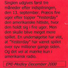 2000 11 13 THE BEATLES 1 YESTERDAY - PRESS INFO AND PROMO CD - DENMARK MOST POPULAR SONG  - pic 10