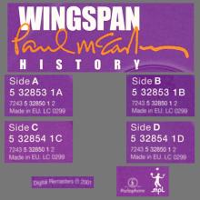 2001 05 07 PAUL McCARTNEY - WINGSPAN HITS AND HISTORY - UK 532 8501 - 7 24353 28501 2 - EU - B - pic 1