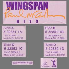2001 05 07 PAUL McCARTNEY - WINGSPAN HITS AND HISTORY - UK 532 8501 - 7 24353 28501 2 - EU - A - pic 1