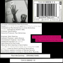 2001 11 12 PAUL McCARTNEY - DRIVING RAIN - 7 24353 55101 8 - EU - pic 1