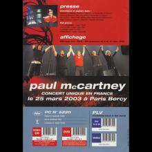2003 03 18 Paul McCartney - Back In The World (US) - Press Info and Order Form France - pic 4
