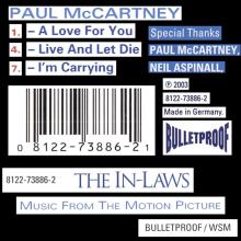 2003 05 20 UK⁄GER The In-Laws- A Love For You - Live And Let Die - I'm Carrying ⁄ 0 8122-73886-2 1 - pic 1