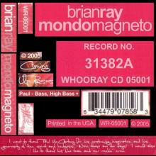 2005 10 16 USA Brian Ray-Mondo Magneto - Coming Up Roses ⁄ WR-05001 ⁄ 6 34479 07858 3 - pic 4