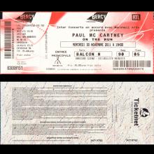 2011 PAUL McCARTNEY ON THE RUN - TICKET 2011 11 30 PARIS BERCY - pic 1