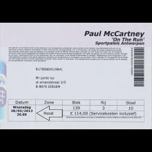 2012 PAUL McCARTNEY "ON THE RUN" - TICKET 2012 03 28 SPORTPALEIS ANTWERPEN - pic 2