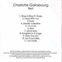 UK 2017 11 17 - CHARLOTTE GAINSBOURG - REST - SONGBIRD IN A CAGE - PROMO CDR - UK - pic 1