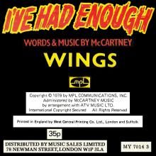 1978 06 16 WINGS FUN CLUB - CLUB SANDWICH - MUSIC SHEET I'VE HAD ENOUGH - WINGS - pic 1