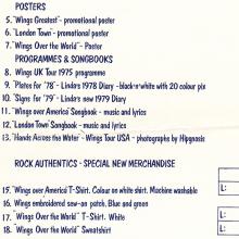 1978 07 10 WINGS FUN CLUB - CLUB SANDWICH - CLUB OFFERS ORDER FORM - pic 1