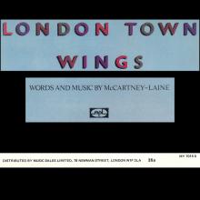 1978 08 26 WINGS FUN CLUB - CLUB SANDWICH - MUSIC SHEET LONDON TOWN - WINGS - pic 2