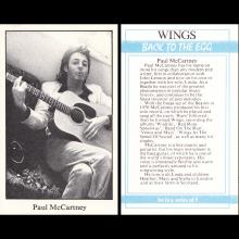 1979 06 08  WINGS FUN CLUB - CLUB SANDWICH - BACK TO THE EGG -CIGARET CARDS  - pic 1