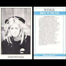 1979 06 08  WINGS FUN CLUB - CLUB SANDWICH - BACK TO THE EGG -CIGARET CARDS  - pic 1