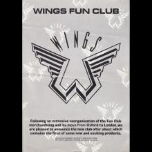 1980 12 00 WINGS FUN CLUB - CLUB SANDWICH - ORDER FORM  - pic 1
