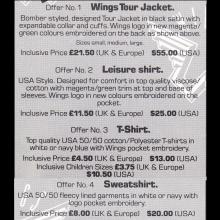1980 12 00 WINGS FUN CLUB - CLUB SANDWICH - ORDER FORM  - pic 1