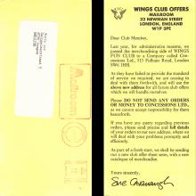 1981 11 04 WINGS FUN CLUB - CLUB SANDWICH - NEW MAILLING ADRESS AND ORDER FORM - pic 1