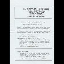 1994 10 22 - 7th BEATLES CONVENTION - FLYER - PALAIS DES EXPOSITIONS NAMUR BELGIUM - pic 1