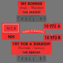 SW042 / MY BONNIE / CRY FOR A SHADOW / POLYDOR NH 10 973 - pic 1