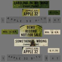 JAMES TAYLOR - CAROLINA IN MY MIND ⁄ SOMETHING'S WRONG - UK - APPLE 32 - PROMO  - pic 1