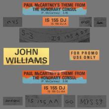 JOHN WILLIAMS - PAUL MCCARTNEY'S THEME FROM THE HONORARY CONSUL -PROMO- IS 155 DJ  - pic 1