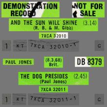 PAUL JONES - AND THE SUN WILL SHINE ⁄ THE DOG PRESIDES - DB 8379 - UK - PROMO - pic 2