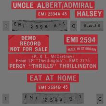 1977 04 29 - PERCY "THRILLS" THRILLINGTON - UNCLE ALBERT⁄ADMIRAL HALSEY ⁄ EAT AT HOME - UK - EMI 2594 - PROMO  - pic 1