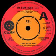 THE STEVE MILLER BAND - MY DARK HOUR - UK - CAPITOL - CL 15712 - PROMO - EP - pic 1