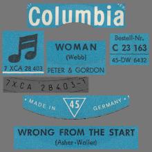 PETER AND GORDON - WOMAN - C 23 163 - GERMANY - pic 4