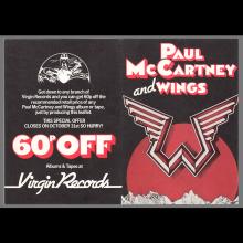 1975 10 31 - SPECIAL PAUL McCARTNEY AND WINGS DISCOUNT OFFER - VIRGIN RECORDS - UK - pic 3