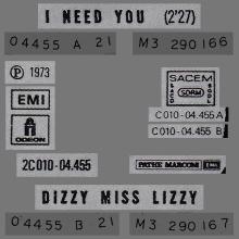 THE BEATLES DISCOGRAPHY FRANCE - OLDIES BUT GOLDIES - 090 L8-P4 - I NEED YOU ⁄ DIZZY MISS LIZZY - E 2C 010-04455 - pic 2