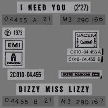 THE BEATLES DISCOGRAPHY FRANCE - OLDIES BUT GOLDIES - 090 L8-P4 - I NEED YOU ⁄ DIZZY MISS LIZZY - E 2C 010-04455 - pic 1