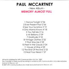 UK 2007 06 04 - MEMOORY ALMOST FULL - ADVANCE CD - MERCURY RECORDS - STARCON. LLC - pic 2