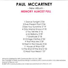 UK 2007 06 04 - MEMOORY ALMOST FULL - ADVANCE CD - MERCURY RECORDS - STARCON. LLC - pic 1