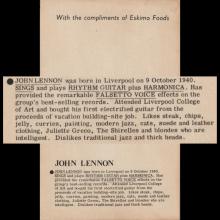 1963 BLACK AND WHITE FOTOCARD UK - ESKIMO FOODS JOHN LENNON - 14X9 - pic 2